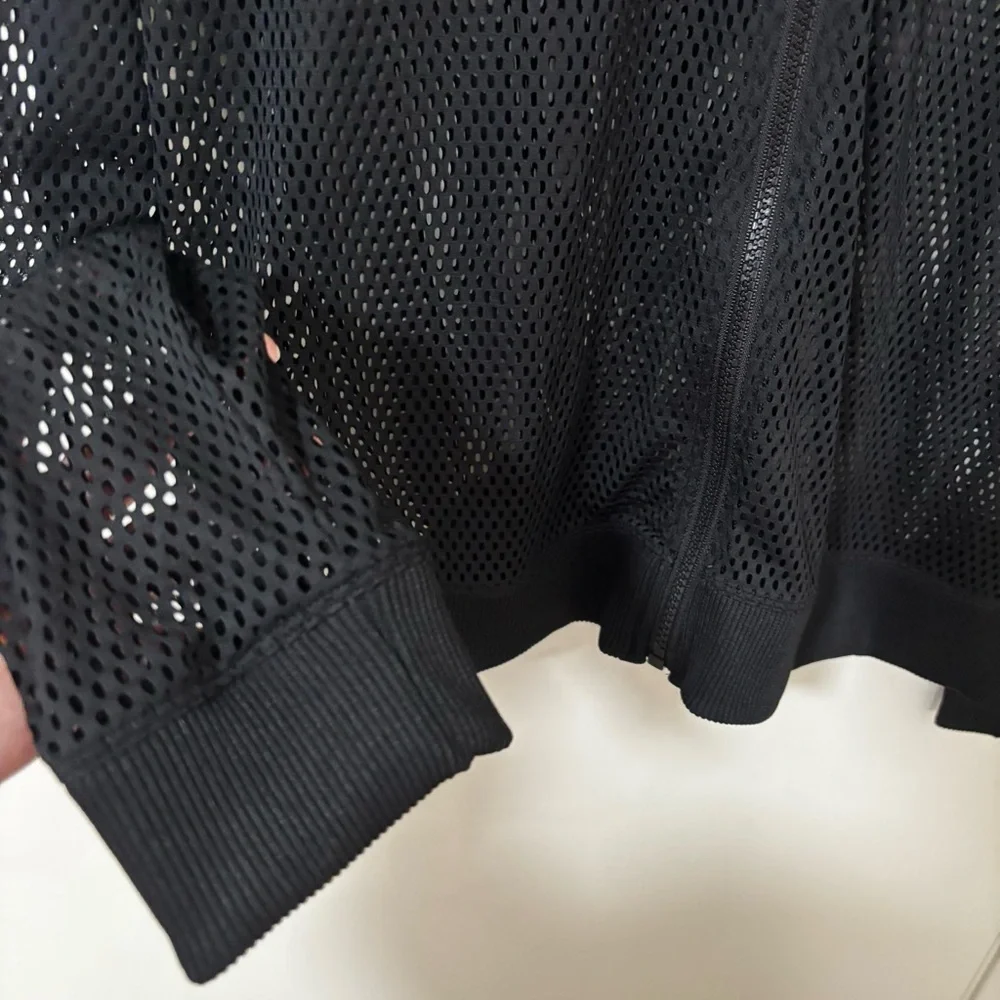 *New* Victoria sport Black Mesh sheer Zip-Up Bomber Jacket size Large